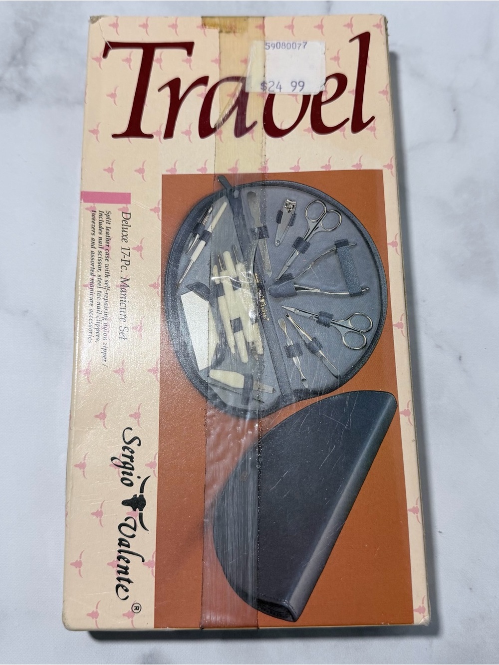 Vintage Sergio Valente 17-Piece Deluxe Manicure Set w/leather case